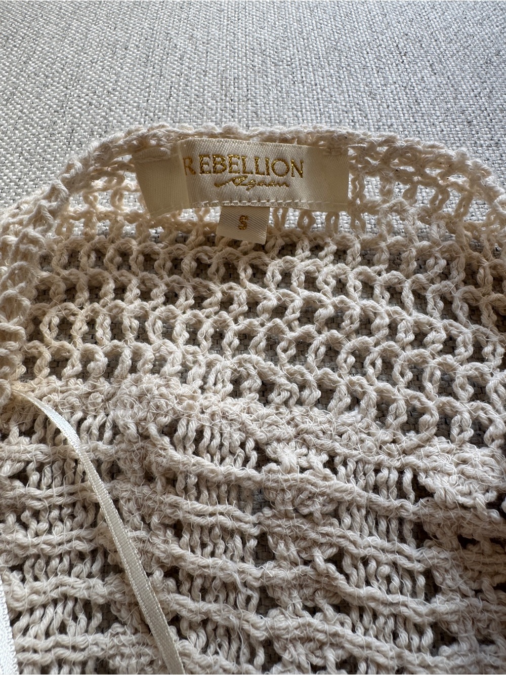 Rebellion Beige Crochet Button-Up Cardigan - Picture 2 of 2